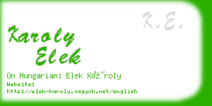 karoly elek business card